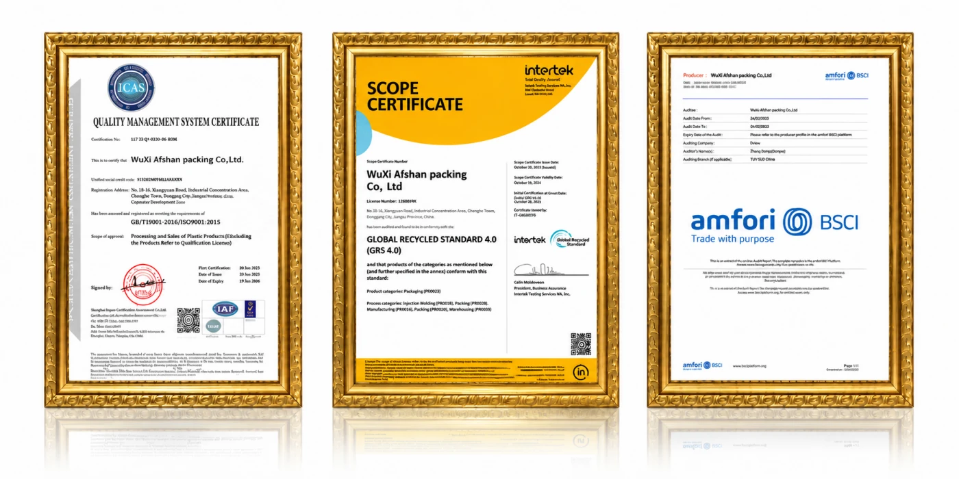ISO, GRS, BSCI Certificates