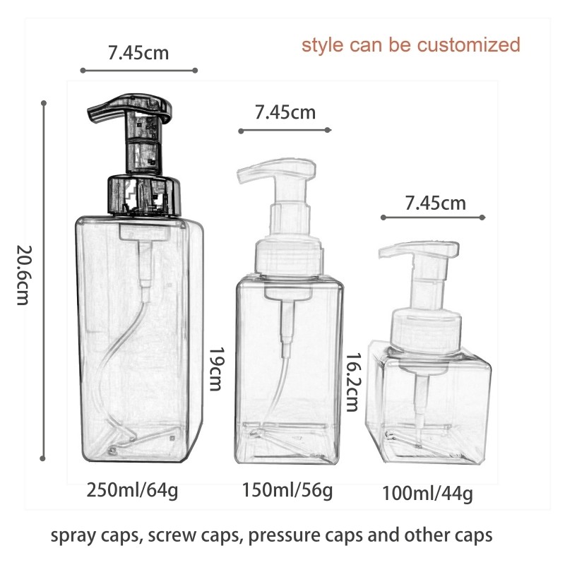 100ml PET square body lotion bottle, 150ml lotion dispensing bottle