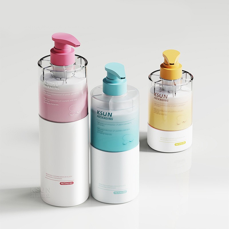 300ml,500ml,750ml Large-Capacity Shampoo Bottles, Plastic Pe Flat-Shoulder Bottles, Transparent Shoulder Covers, Conditioner Bottles