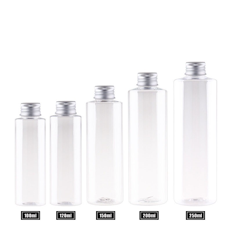 Hot-selling 150ml-200ml flat-shoulder/round-shoulder PET bottles for cosmetics, shower gel, and shampoo.
