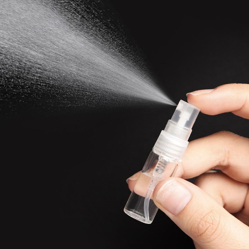 Factory direct supply of 2ml, 3ml, 5ml, and 10ml perfume samples in glass spray bottles.