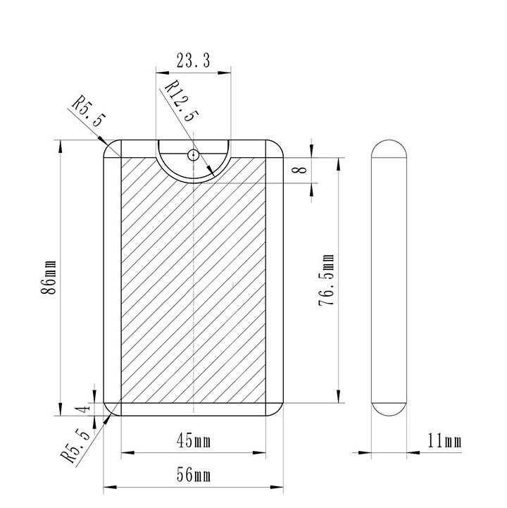 Travel-friendly 20ml card-sized spray bottle for perfume refill