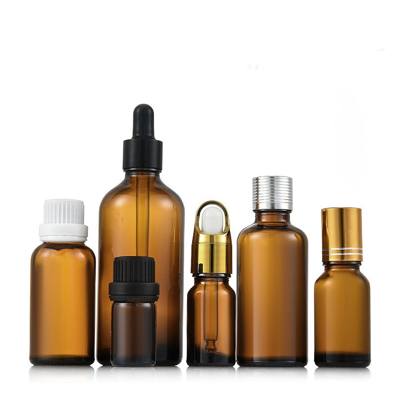 5/10/15/20/30/50/100ML Brown glass essential oil bottles, empty bottles, brown light-proof, sealed dropper bottles, cosmetic sample bottles