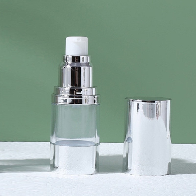 15ml 30ml 50ml U-shaped UV hot stamping silver transparent airless bottle emulsion pump bottle