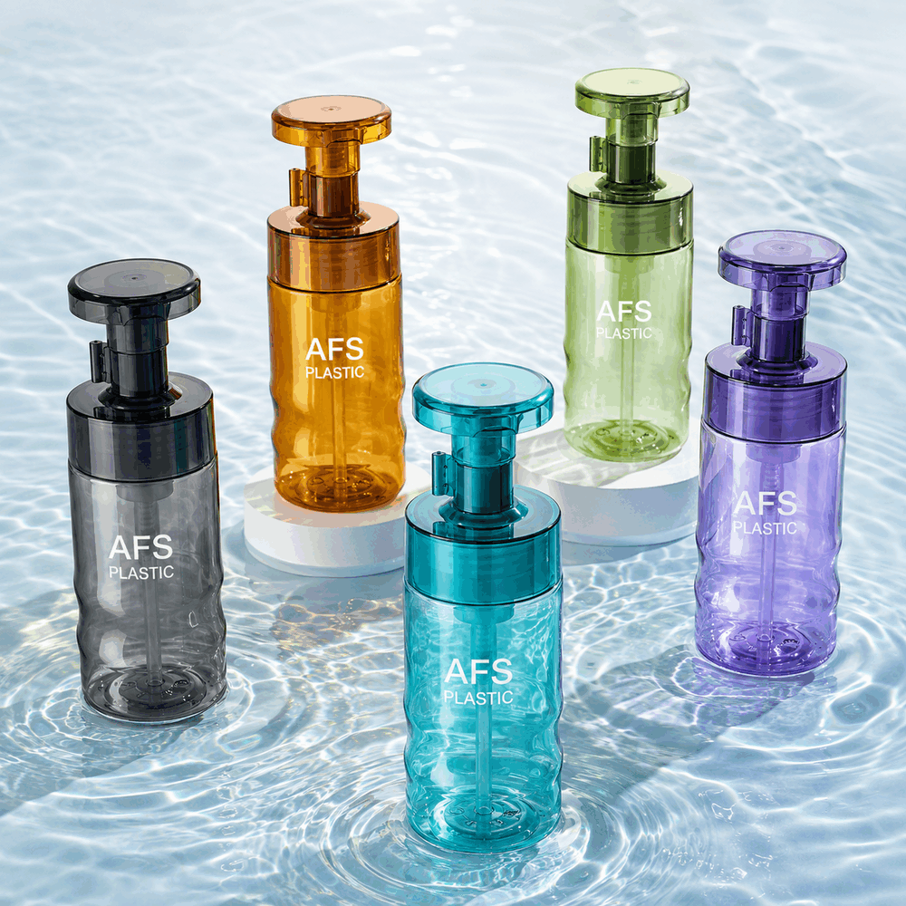 Innovative Wave Design Foam Dispenser 220ml colorful PET Bottle with Unique Curved Shape for Luxury Facial Cleanser