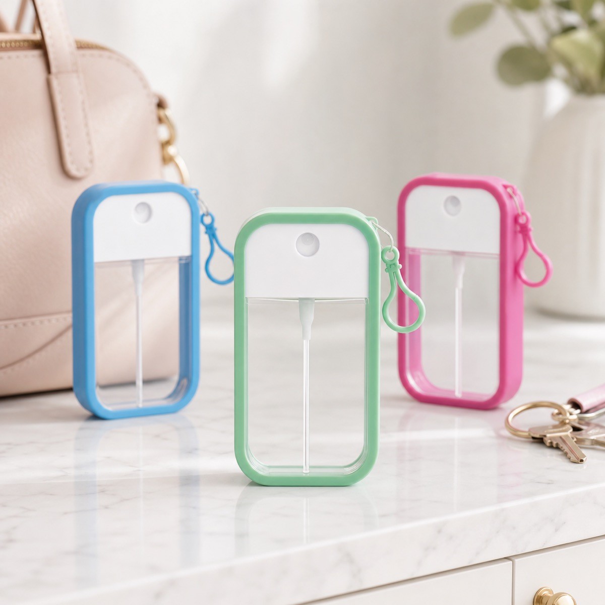 Wholesale New Arrival Square Spray Bottle 50 ml Perfume Bottle Hand Sanitizer Sub-bottling Spray Bottle Keychain