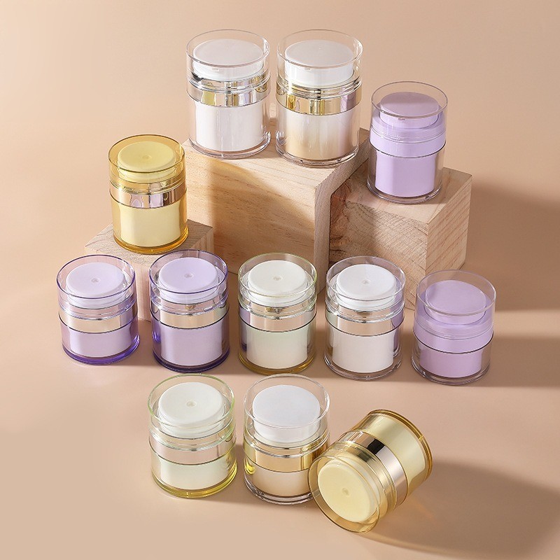 Customized 15/30/50/100ml PP Plastic Push-Type Duckbill Vacuum Cream Bottle Cosmetics Lotion Container