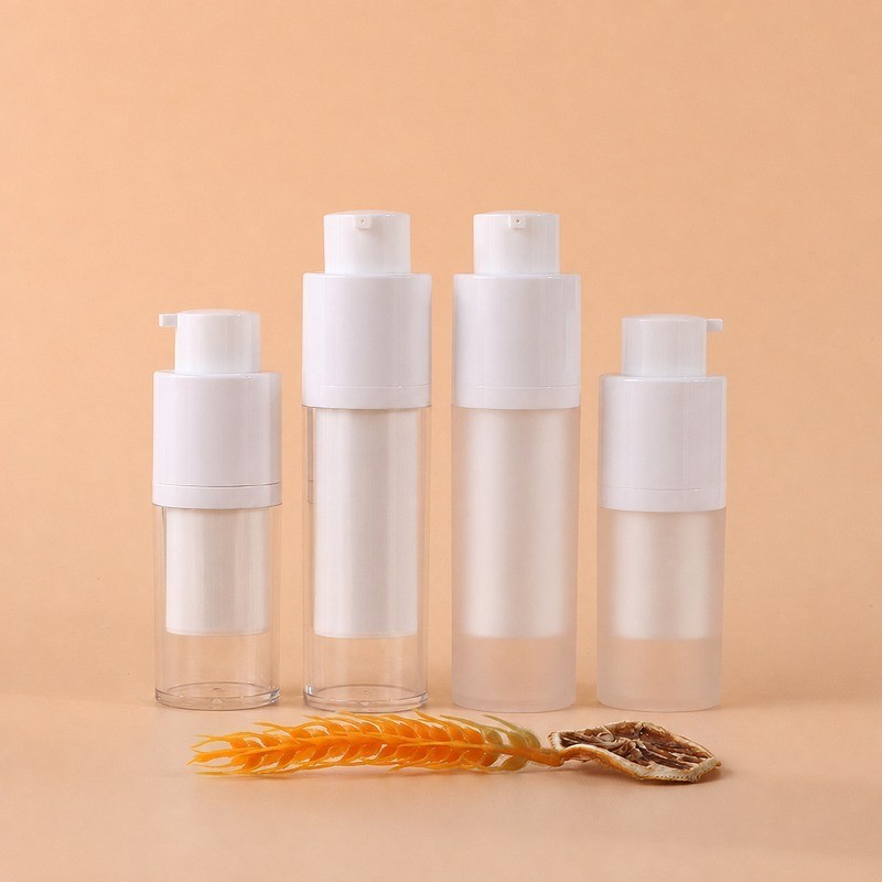 15ml 30ml 50ml Luxury Empty Airless Plastic Bottle with White Pump and Screw Cap Cosmetics Packaging Containers