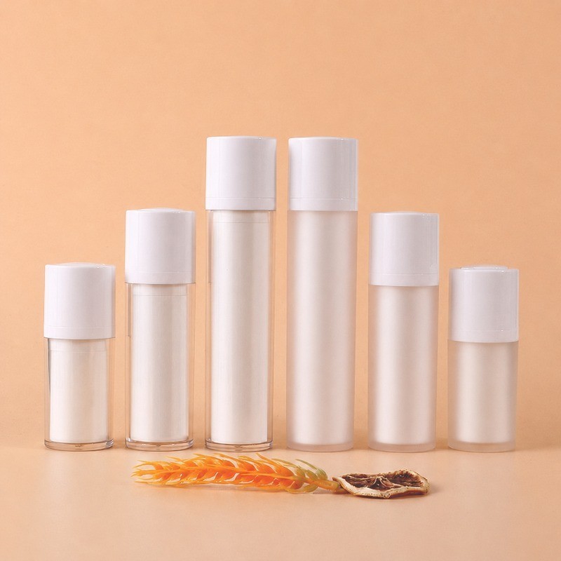 Custom 15ml 30ml 50ml White Black Twist Plastic Serum Packaging Container Acrylic Lotion Bottle with Cosmetic Airless Pump