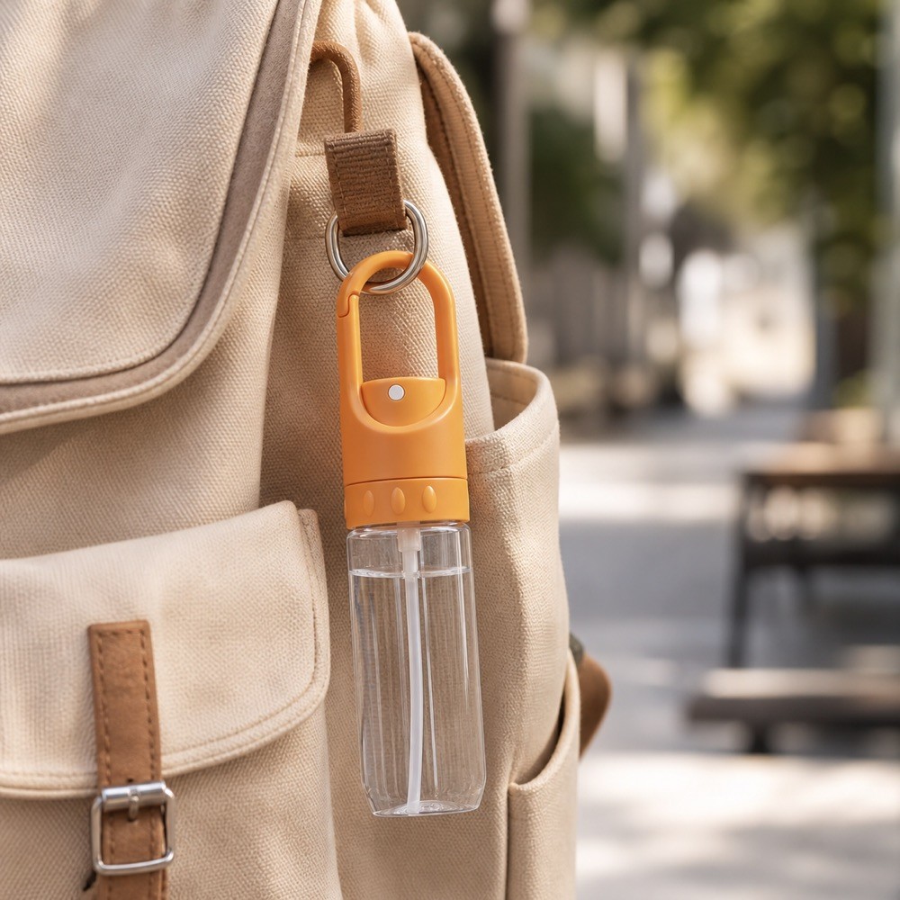 Outdoor Portable 20ml 30ml 50ml  Repellent Sanitizer Cosmetics Spray Bottle Hanging Hook Lockable