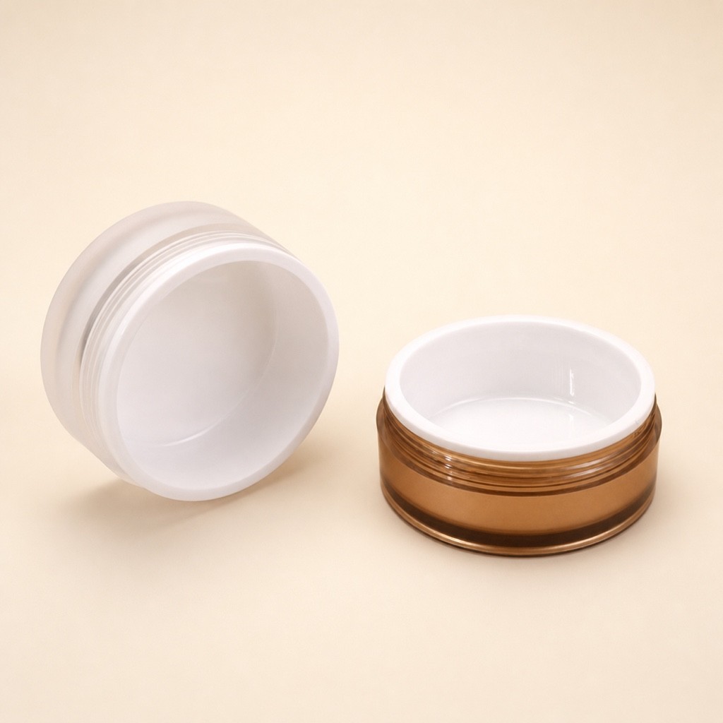 100g Acrylic Round Double Layer Face Cream Jar Cosmetic Packaging Container Empty Refillable Pot for Lotion Elegant Gold Design