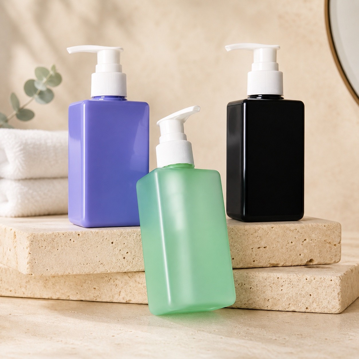 Hot Selling 100ml 150ml Shampoo Frosted Clear Blue Bottles Empty Shower Gel Bottle Cosmetic Packaging Bottle
