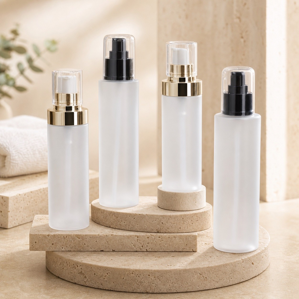 100ml 120ml 150ml 200ml 250ml Golden Pump Head Lotion PET Plastic Bottle Skin Care Product Large-capacity Cosmetic Lotion Bottle