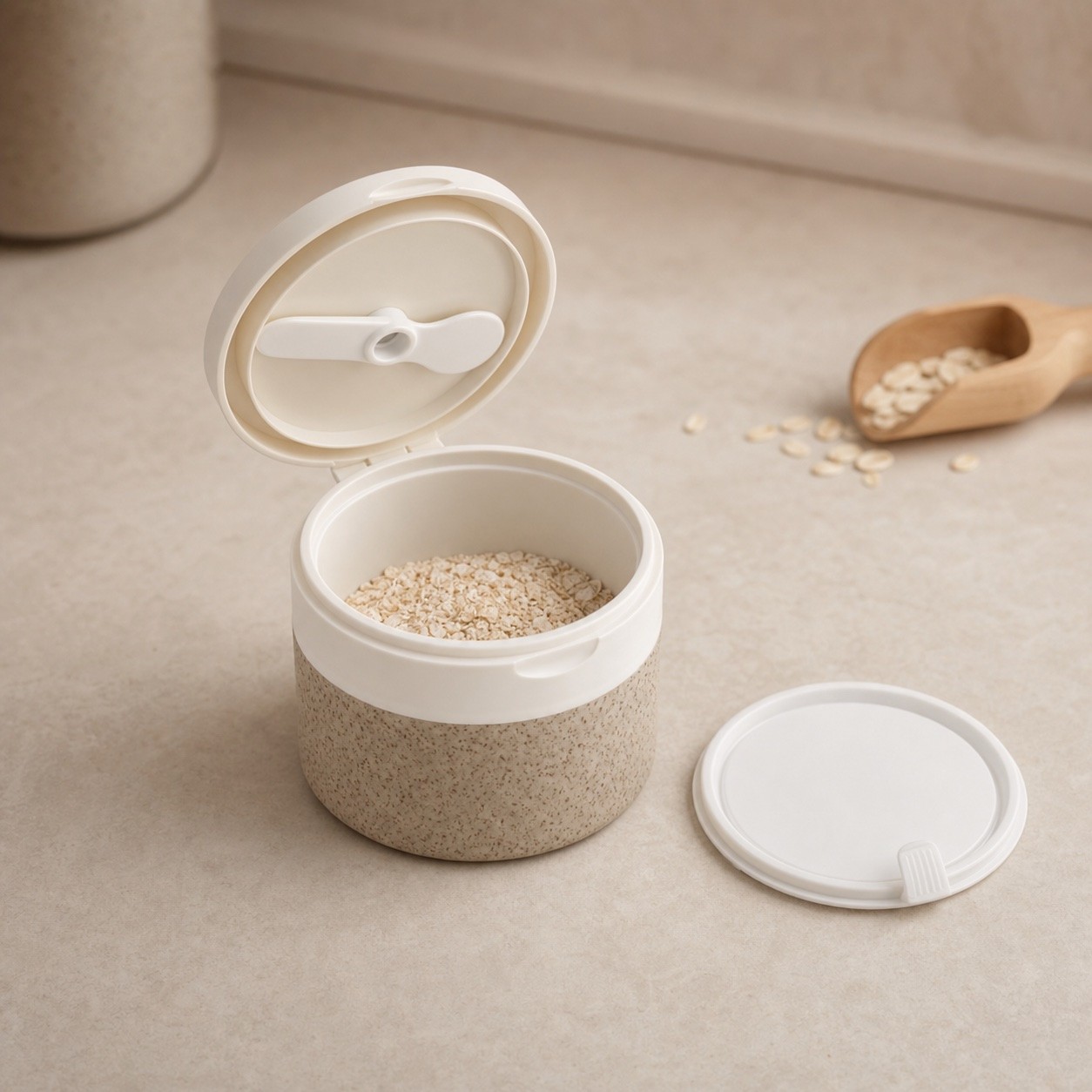 Custom Eco-friendly Double Wall Round Cosmetic White Pp Plastic Face Cream Container 100g Flip Cap Body Scrub Cream Jars With Spoon