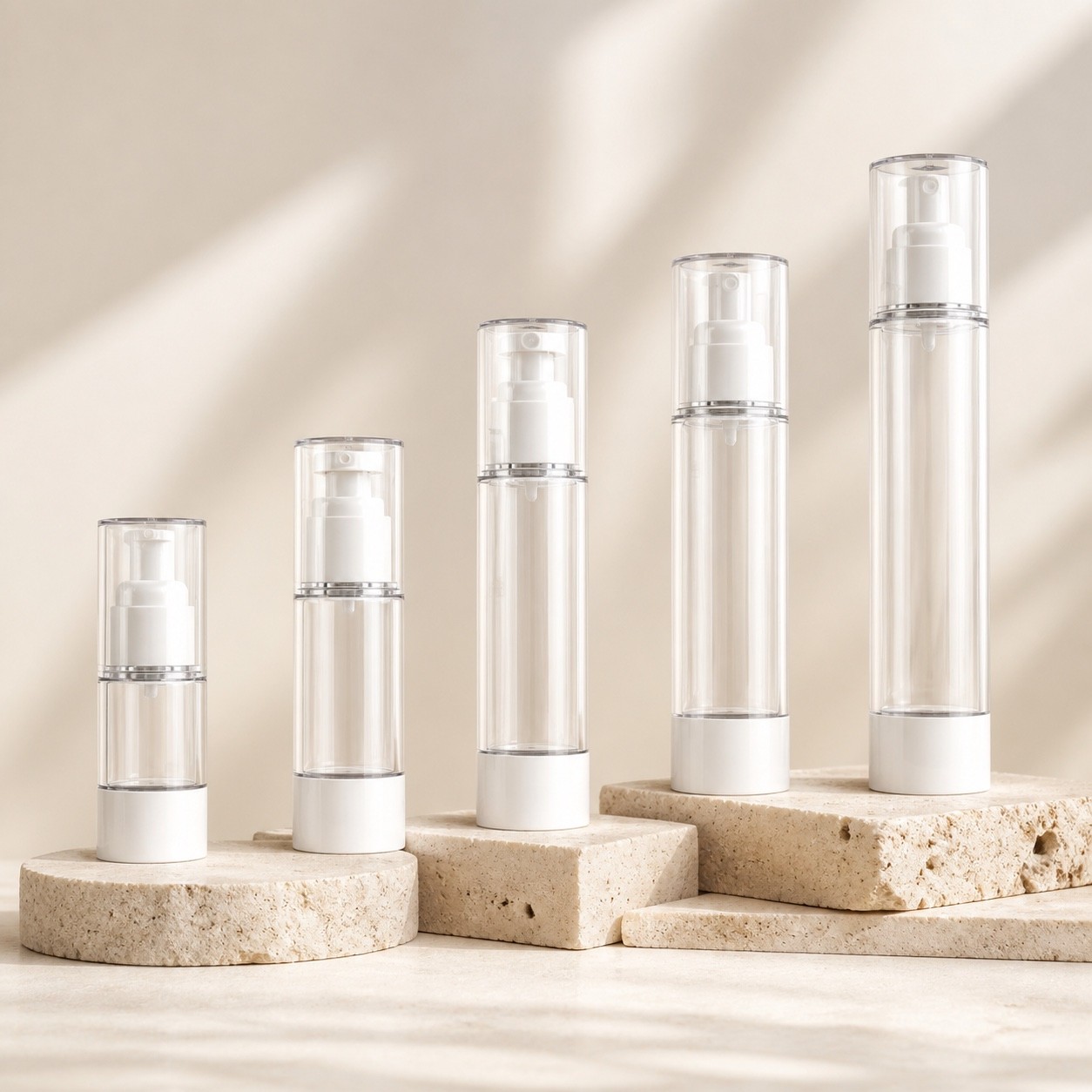 15ml 30ml 50ml 80ml 100ml Plastic Airless Lotion Pump Bottle with Vacuum Spray Hot Stamping Surface
