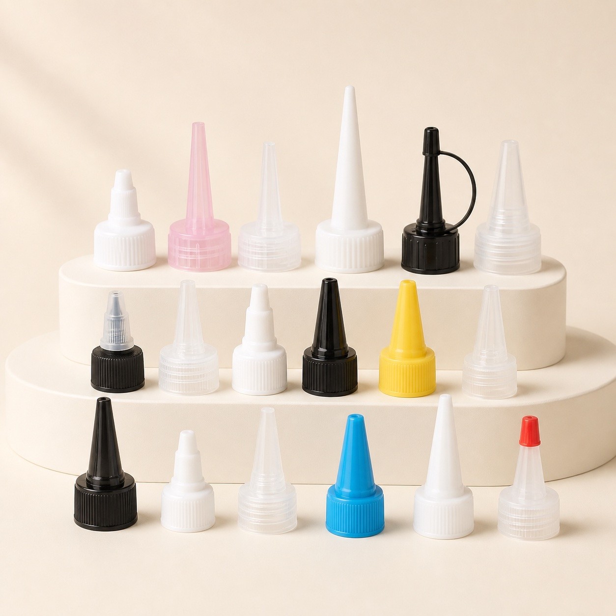 Customized 20mm 24mm 28mm Tamper Evident Non-spill Recyclable Spout Closures Color Nozzle Twist Top Lid Plastic Screw Bottle Cap