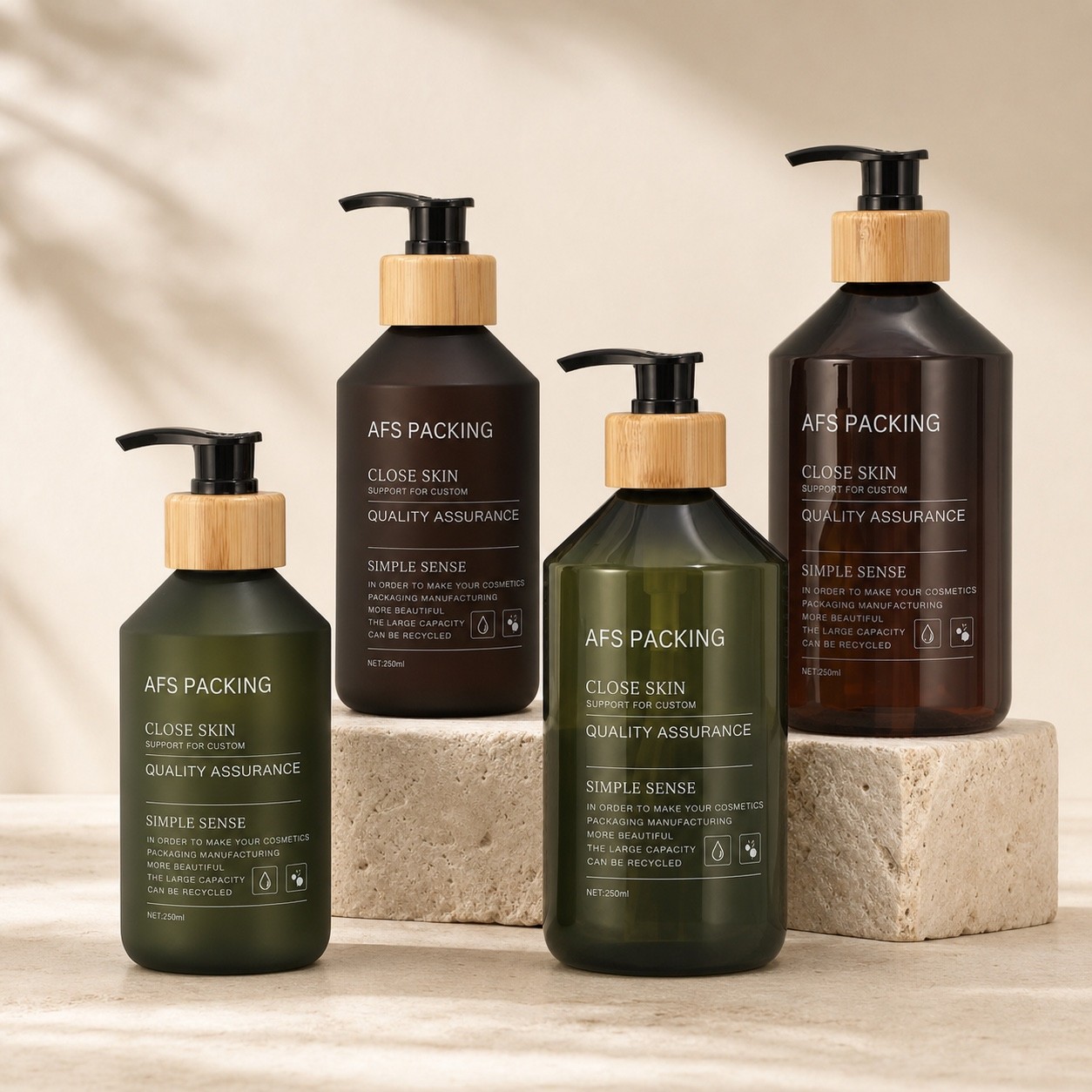 Wholesale Luxury 300ml 500ml Hard Plastic Lotion Bottle with Pump Lid for Shampoo and Conditioner