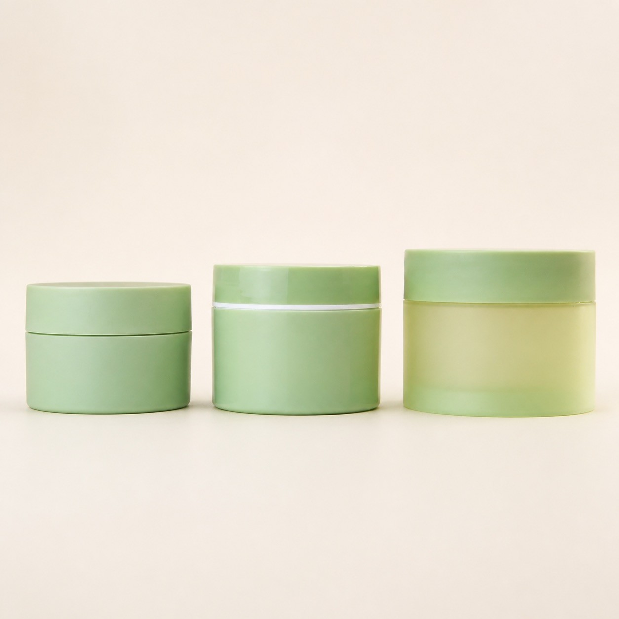 250g 100g 200g PP Plastic Customized Matte Green Cream Jar With Green Lid Double Wall