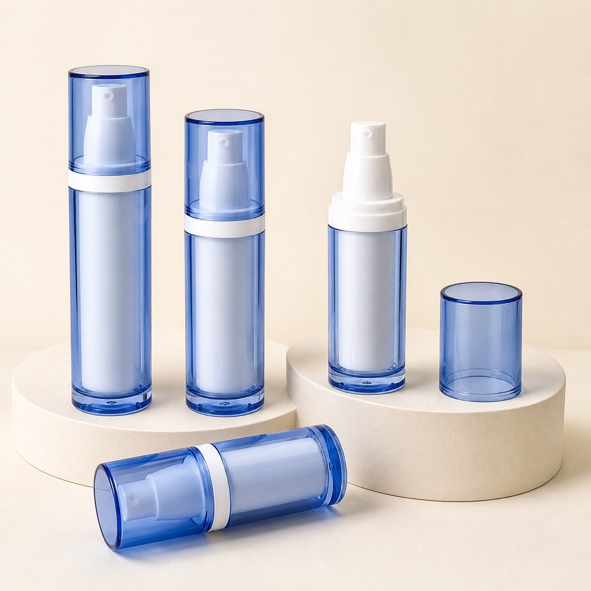 30ml 50ml Classic Style Cylinder Shape Black Airless Pump Acrylic Vacuum Cosmetic Serum Bottle for Skin Care Plastic Bottles