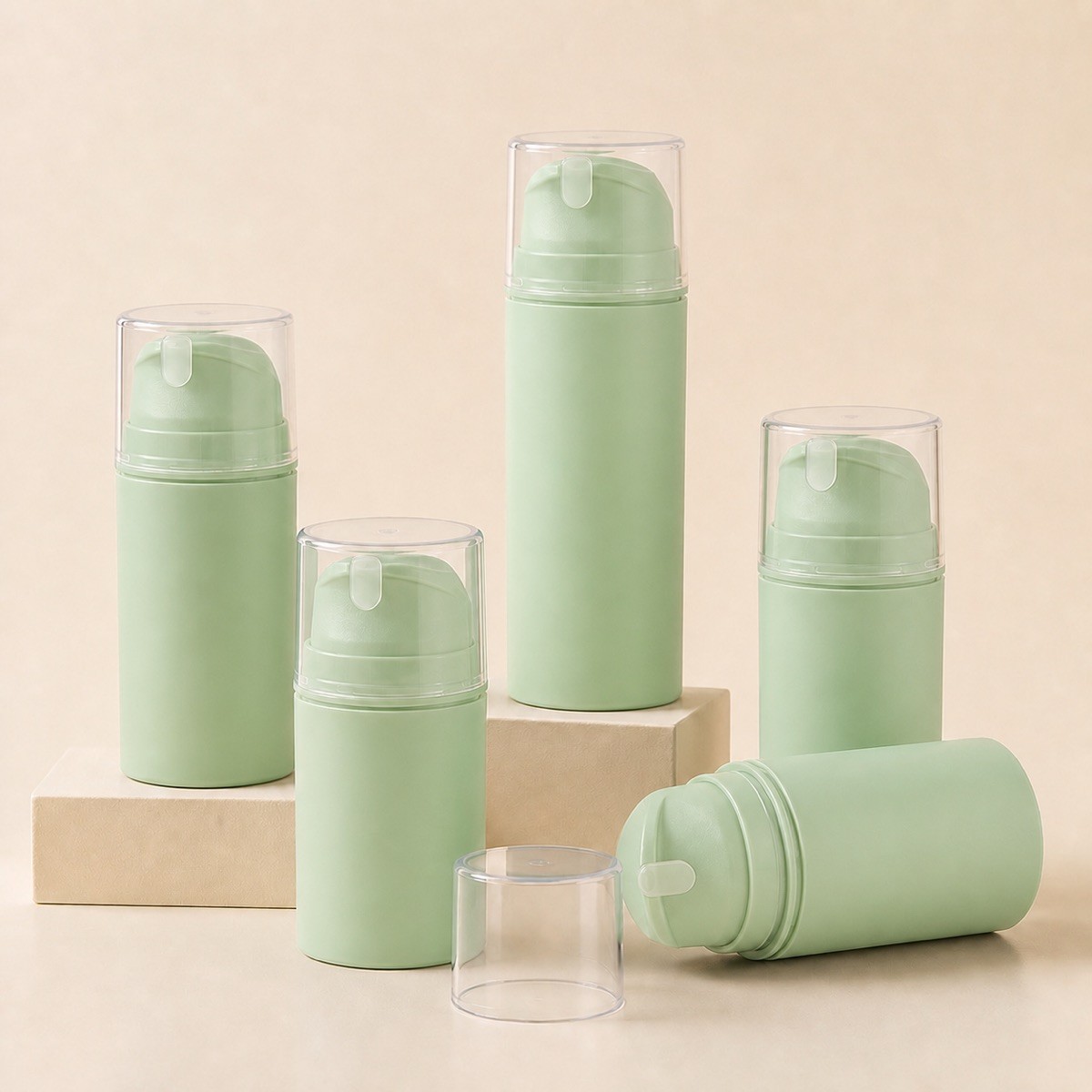Eco-friendly 15ml 30ml 50ml White PP Plastic Airless Pump Bottle Easy Open End for Serum Lotion Cosmetic Plastic Bottles