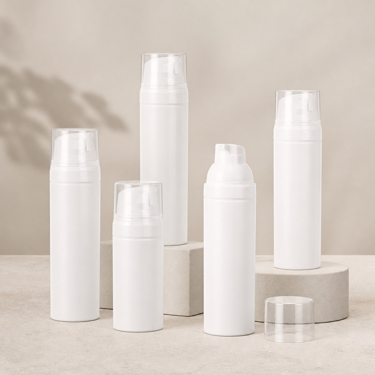 30 50 80 100 120 150ml Porcelain White Vacuum Bottle Free Sample pp Snap on Lotion Bottle Stock Cream Empty Bottle