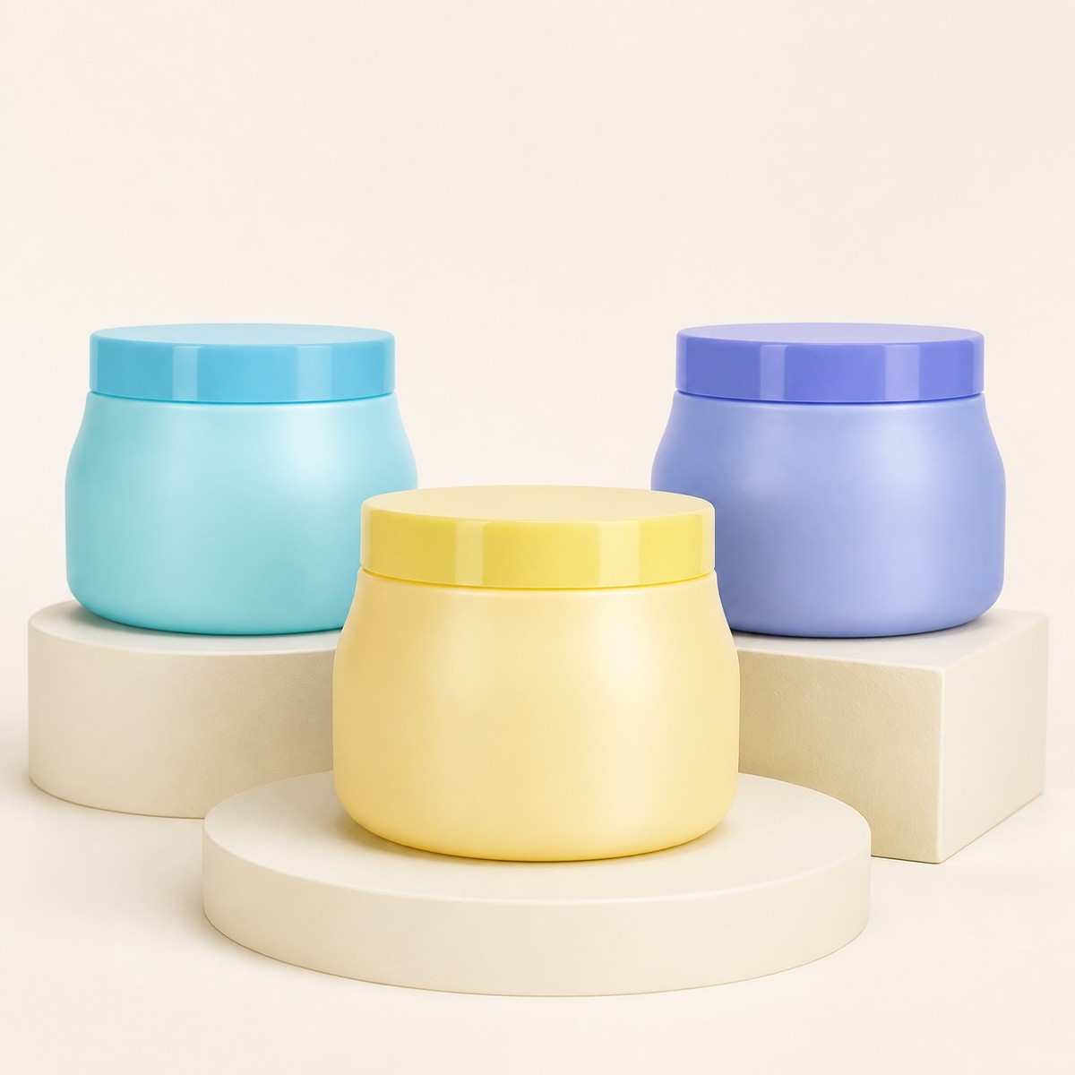250ml 500ml PE Plastic Cosmetic Container Wide Mouth Jar for Scrub Skincare Cream Body Butter PE Jars With Lids