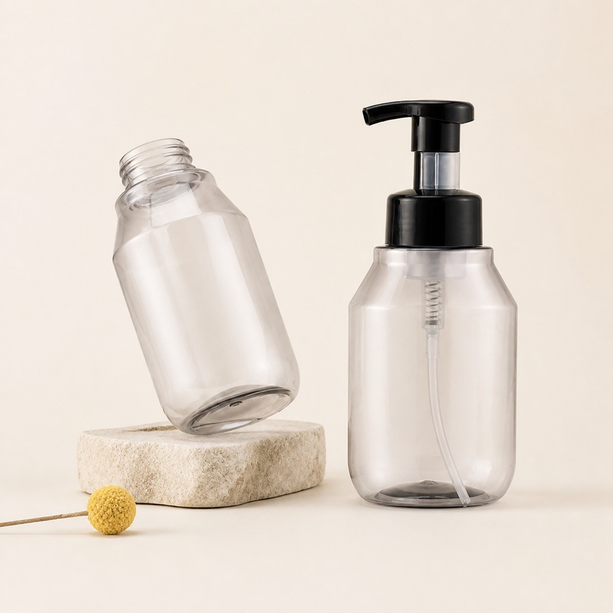 Custom logo Empty 350ml clear Grey Plastic Hand Foam Pump Foaming Liquid Soap Dispenser Bottle Pump for Kids