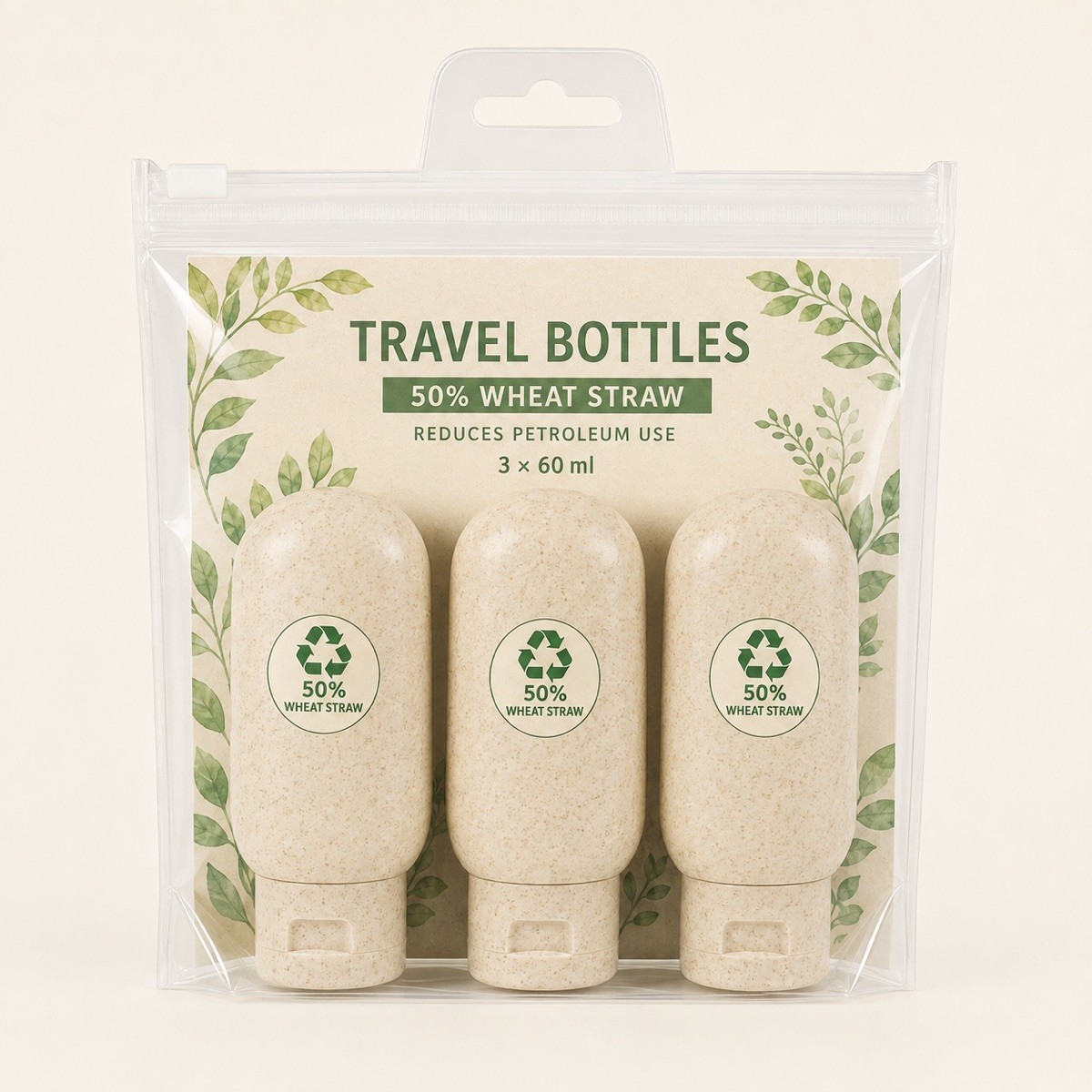 Biodegradable Wheat Straw Packaging Cosmetic Tube 60ml PE Plastic Empty Travel Portable Eye Cream Screw Cap with Labeling Service and Private Label Option