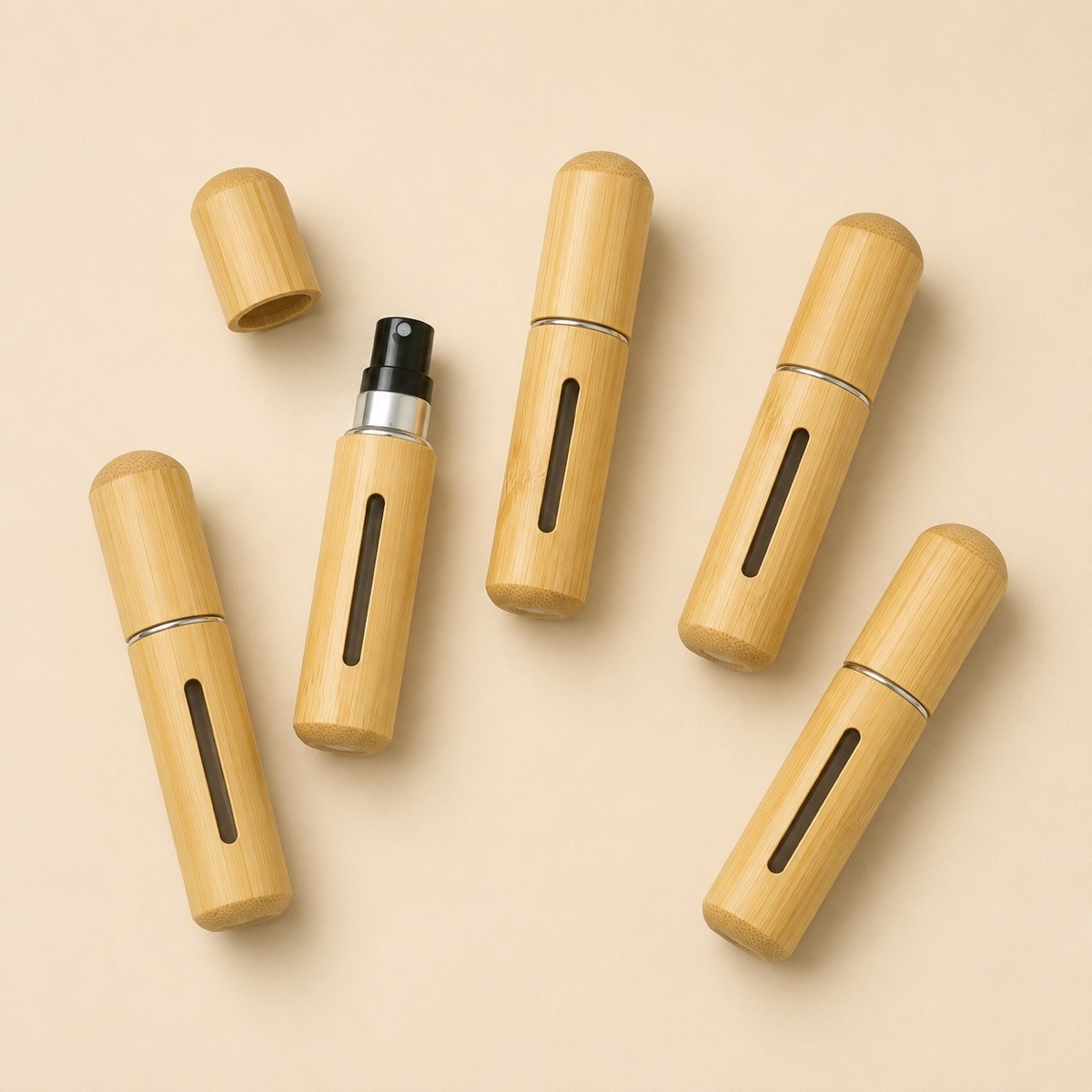 Mini Refillable Empty 5ml 10ml Perfume Dispenser Fragrance Aftershave Container Atomizers Bamboo Portable Travel Spray Engraving