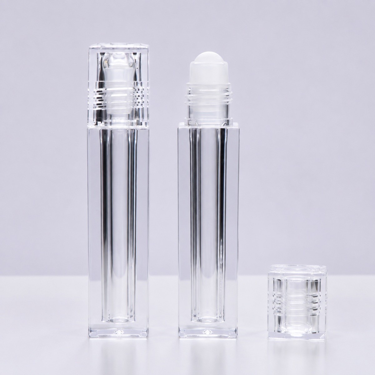 Square Plastic Empty Roller Ball Cosmetic Lip Gloss Tube 6.5ml with Screw Cap