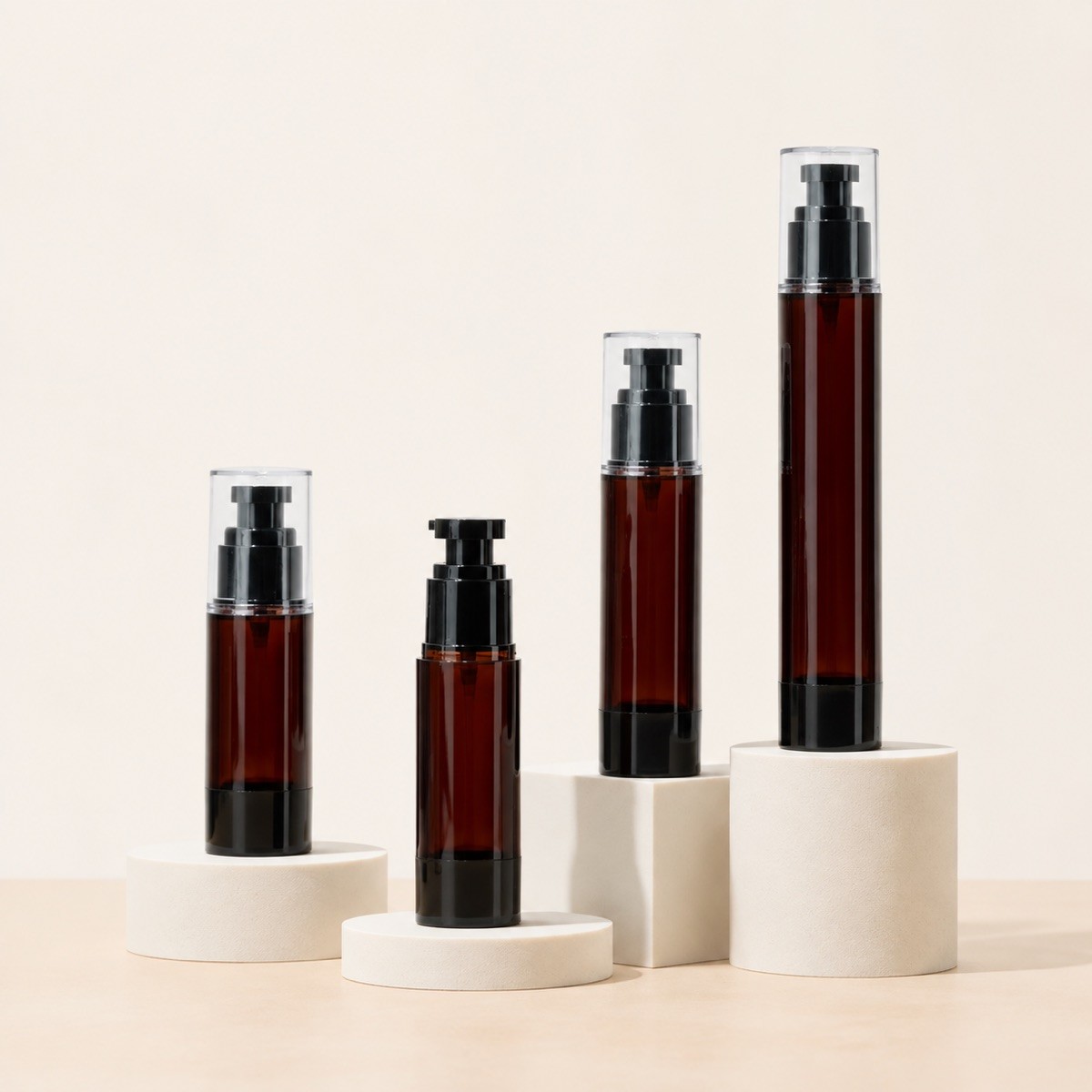 15ML 30ML 50ML 100ML 120ML Amber Brown AS Airless Lotion Pump Bottle Custom Logo Skincare Empty Sprayer Bottle