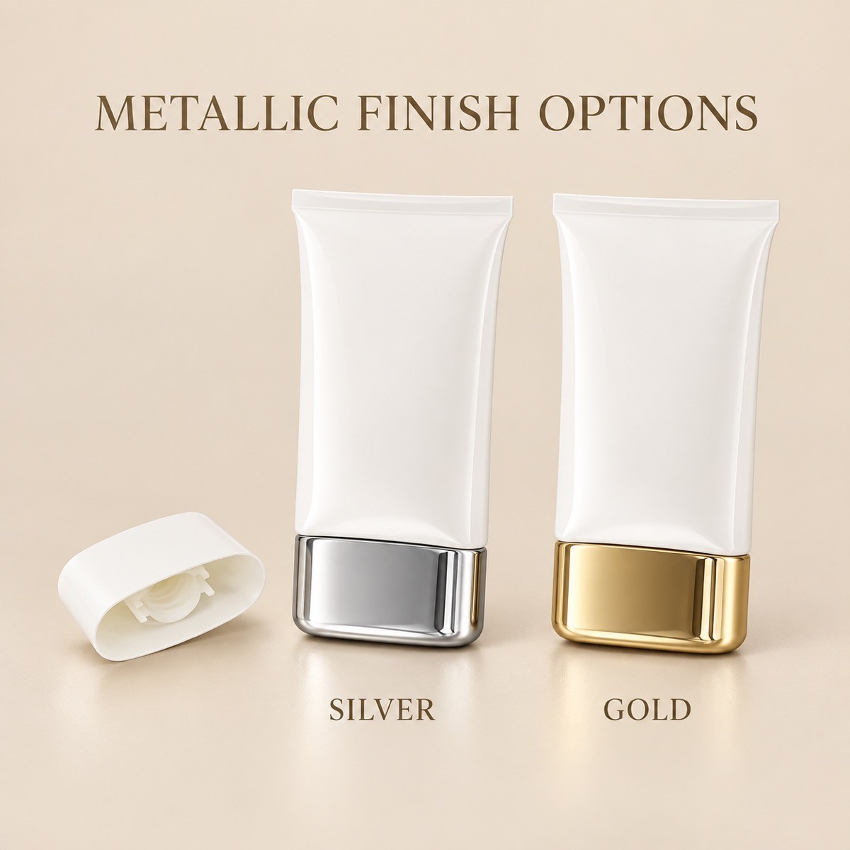 Customized 50ml White Ultra-Flat Cosmetic PE Extruded Tube Soft Round PP Material Sunscreen Packaging for Cleanser