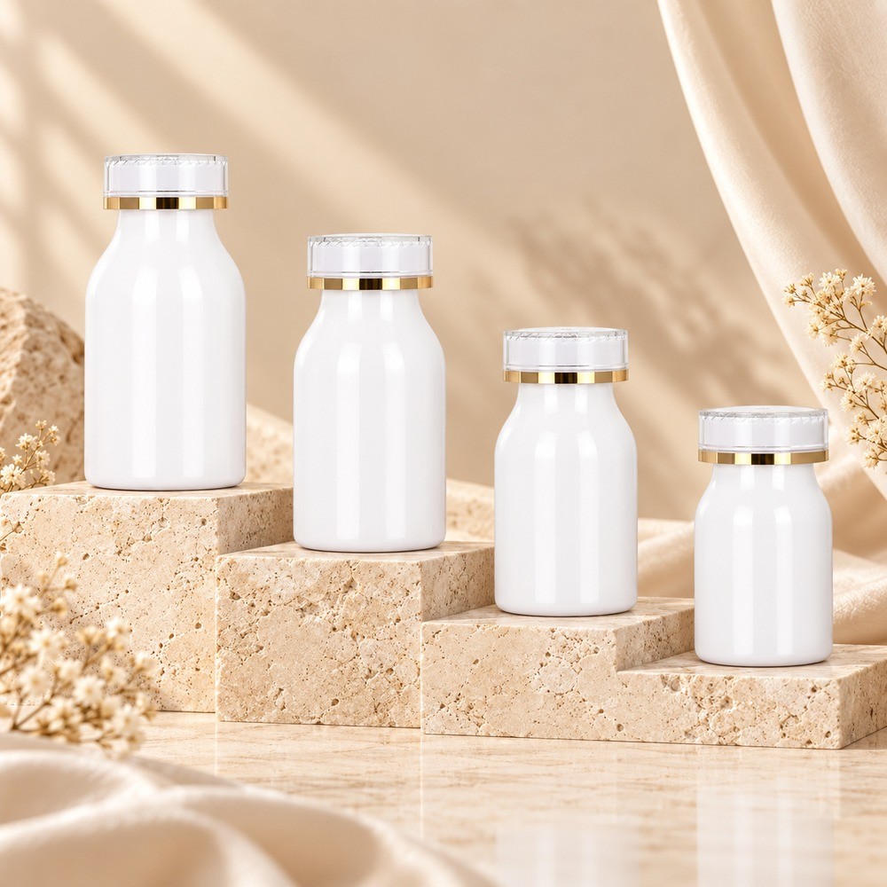 PET Medicine Storage Jar with Screw Cap for Fish Oil Pills Capsules Candy & Maca Powder