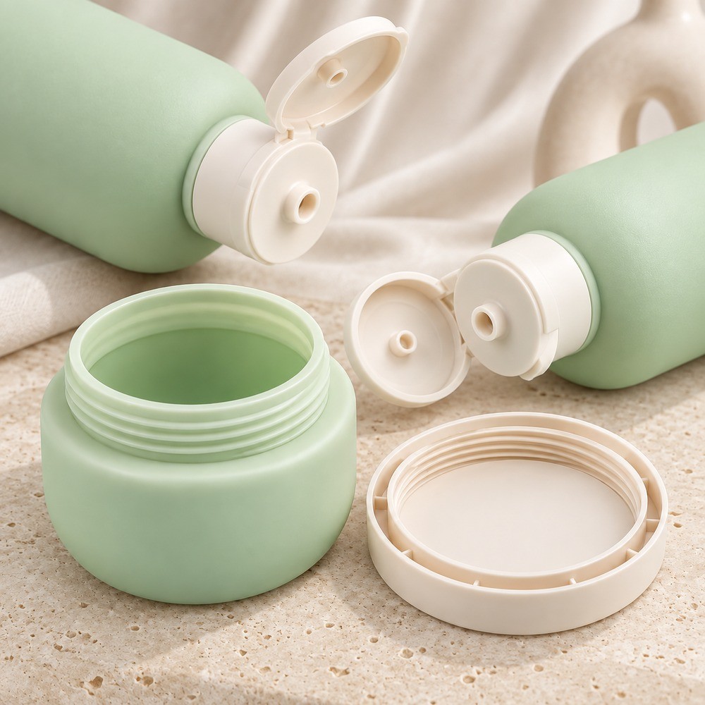 Eco-friendly Green HDPE 200ml 300ml 400ml 500ml Soft Touch Cosmetic Packaging Body Lotion Plastic Face Cream Jar