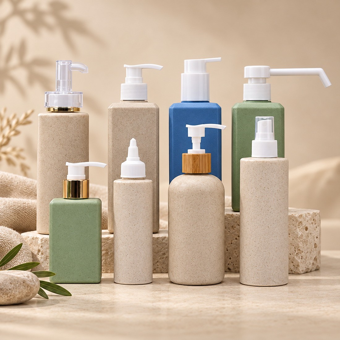 Eco-Friendly Empty 50ml 100ml 150ml Ecological Degradable Wheat Straw Cosmetic Container Plastic Cream Jar for Packaging