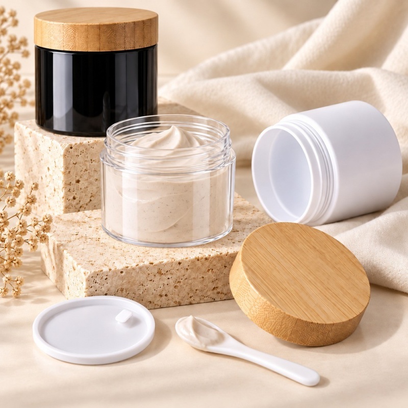 100g-250g-pet-wide-mouth-cosmetic-jar-with-bamboo-lid-showing-facial-mask-thin-base.jpg