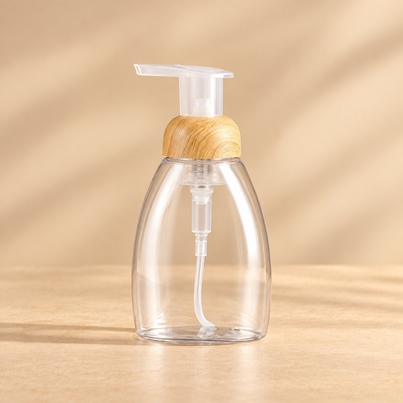 250ml-300ml-clear-pet-foaming-soap-bottle-with-woodgrain-pump-shown-as-a-single-product-view.jpg