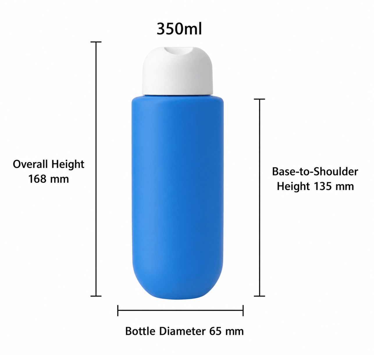 350ml-blue-pe-cosmetic-bottle-dimension-chart