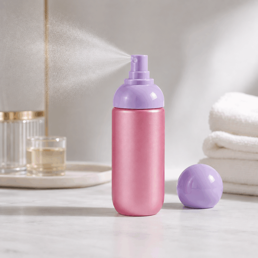 pink-90ml-hdpe-spherical-cap-bottle-spraying-fine-mist