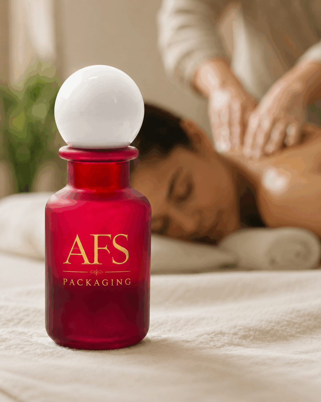 red-120ml-pet-essential-oil-bottle-with-spherical-cap-in-a-spa
