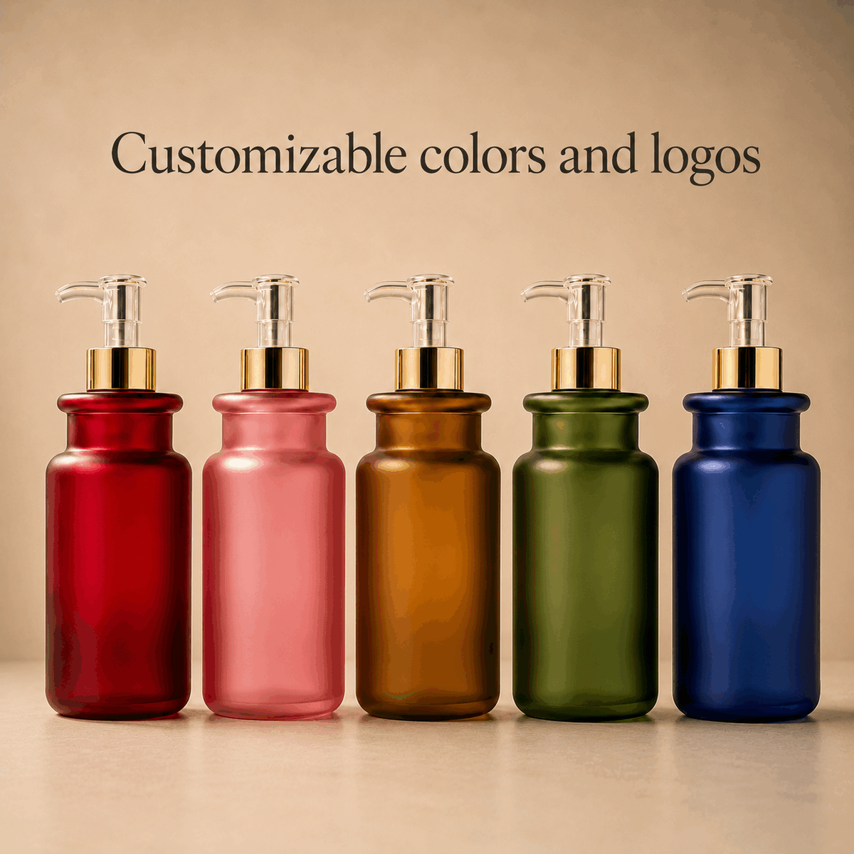 custom-color-pet-essential-oil-pump-bottles-in-five-colors