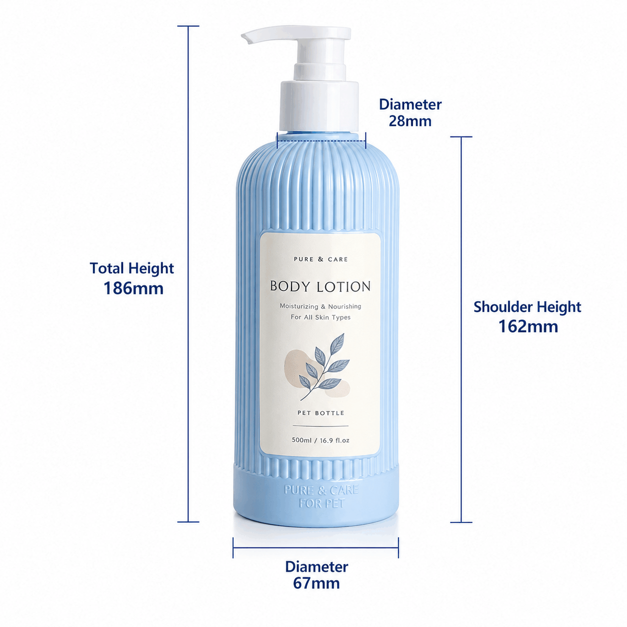 blue-400ml-ribbed-pet-hotel-lotion-pump-bottle-dimensions