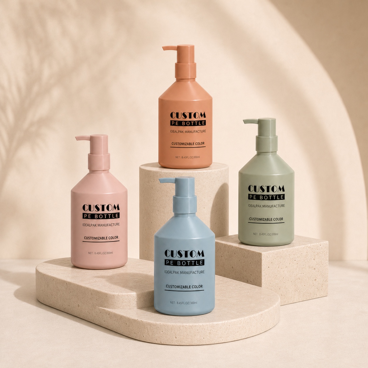 four-pastel-300ml-pe-lotion-pump-bottles-on-tiered-display