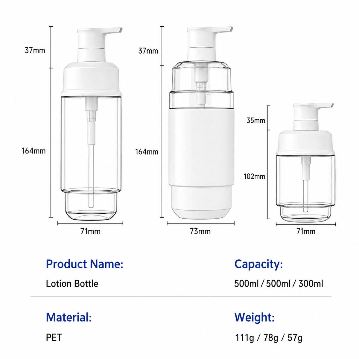 300ml-and-500ml-clear-pet-lotion-pump-bottle-specifications