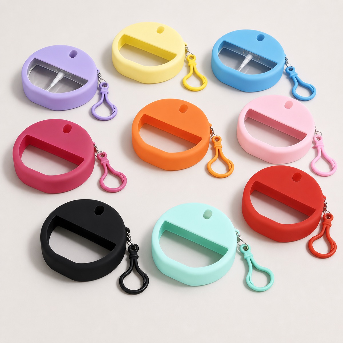colorful-silicone-keychain-cases-for-30ml-round-card-spray-bottles