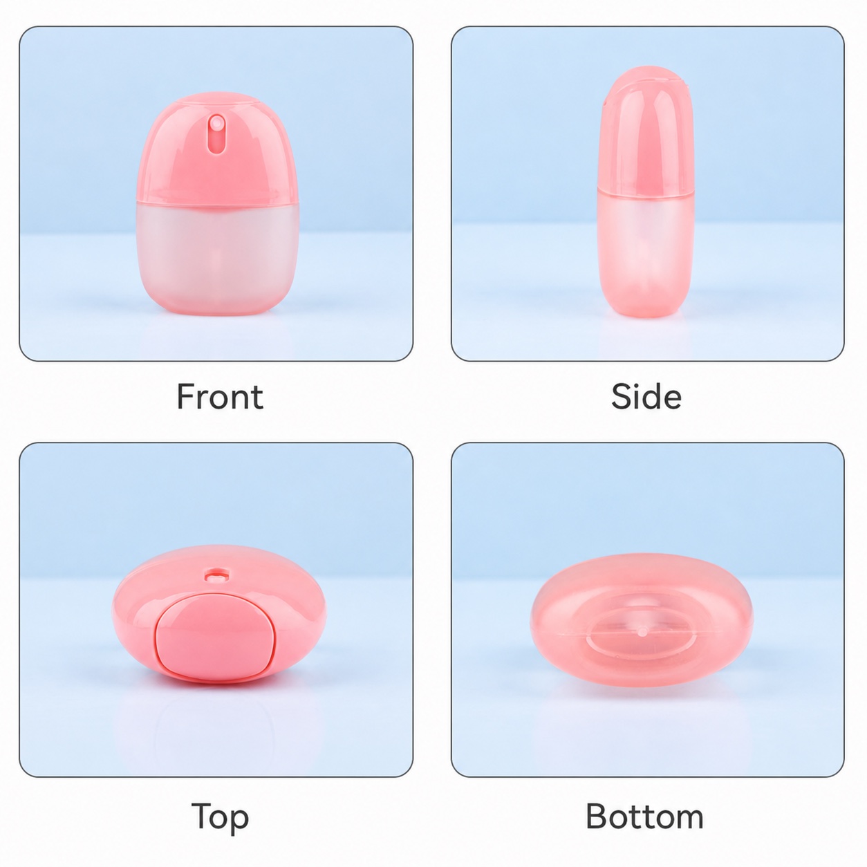 pink-30ml-pp-pocket-card-spray-bottle-front-side-top-and-bottom-views