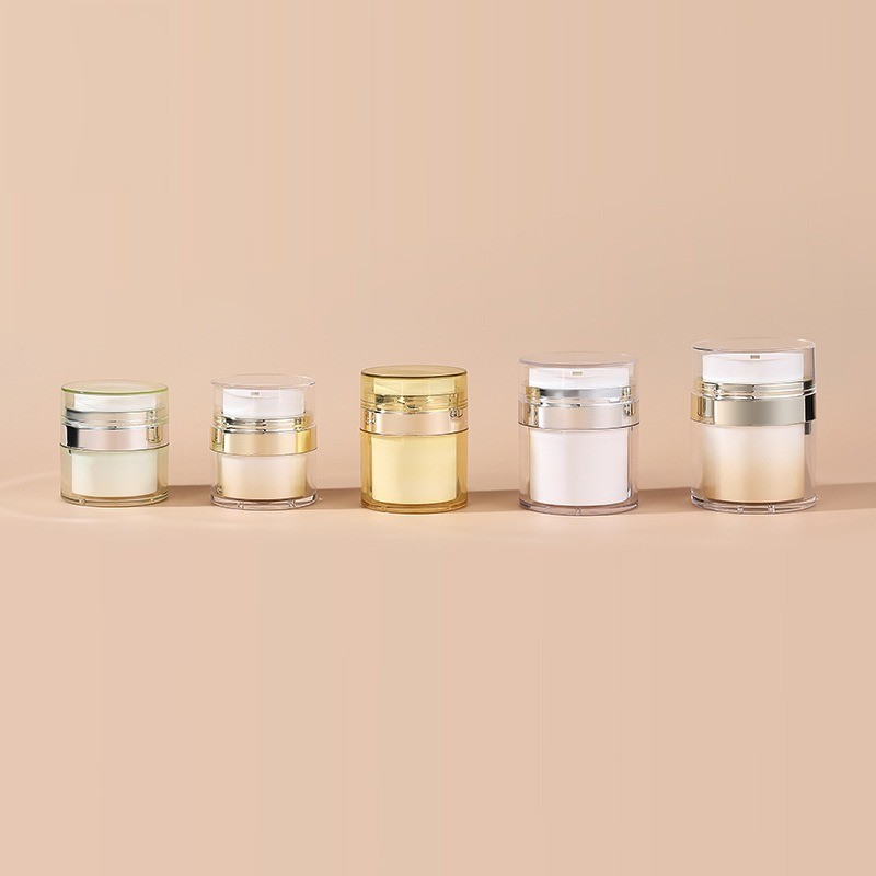 five-double-wall-acrylic-airless-cream-jars-in-a-color-lineup