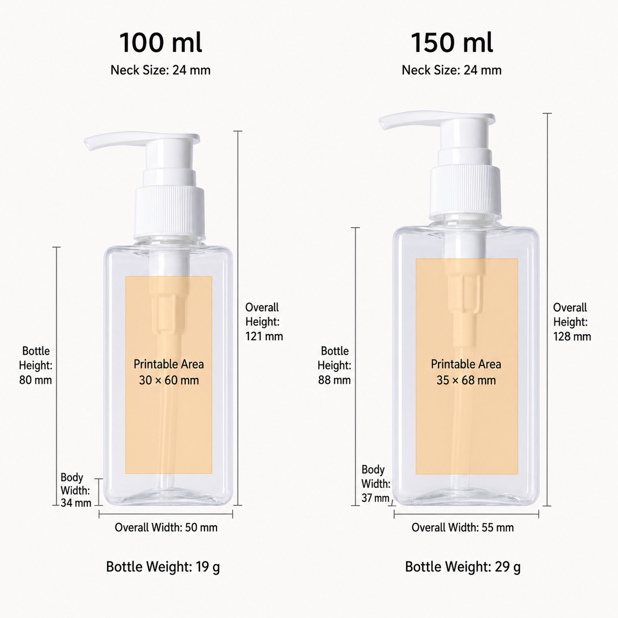 100ml-and-150ml-square-pet-pump-bottle-dimensions