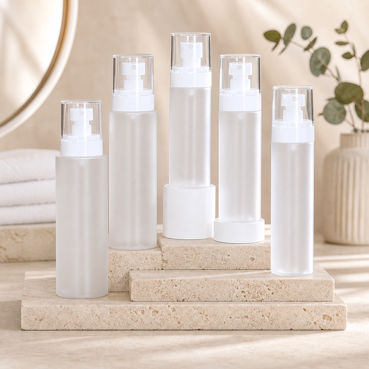 frosted-pet-lotion-pump-bottles-with-metallic-collars