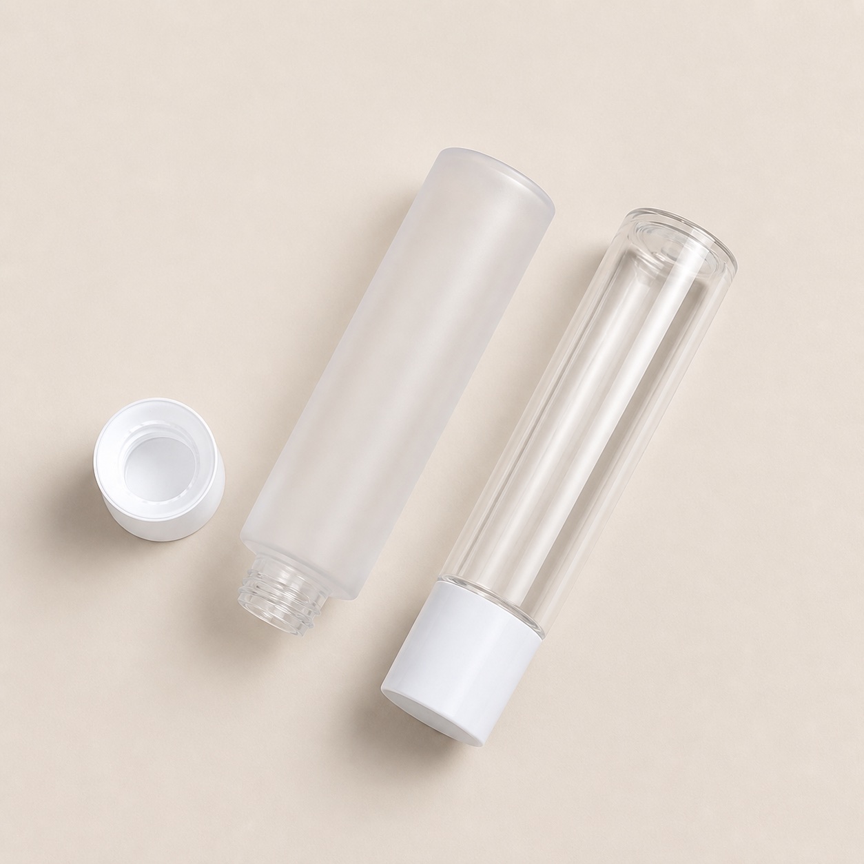 top-view-of-clear-and-frosted-pet-toner-bottles